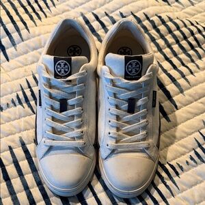 Tory Burch Cream and Navy Sneakers
